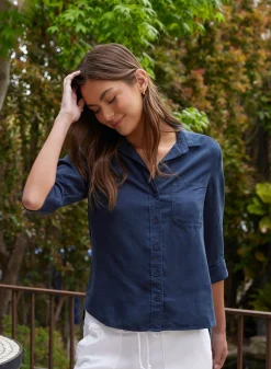 Bella Dahl Shirt Tail Button Down - Endless Sea- Long Sleeve