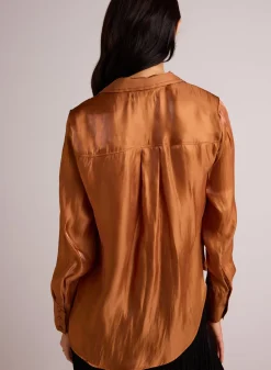 Bella Dahl Shirt Tail Button Down - Ember Glow Shimmer- Button Down