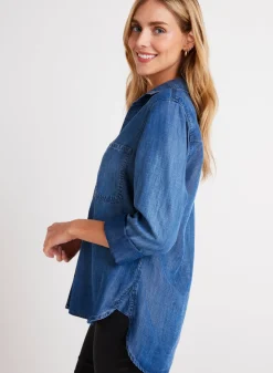 Bella Dahl Shirt Tail Button Down - Moonlit Haze Wash- Button Down