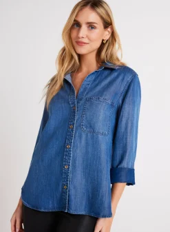 Bella Dahl Shirt Tail Button Down - Moonlit Haze Wash- Essentials Tops