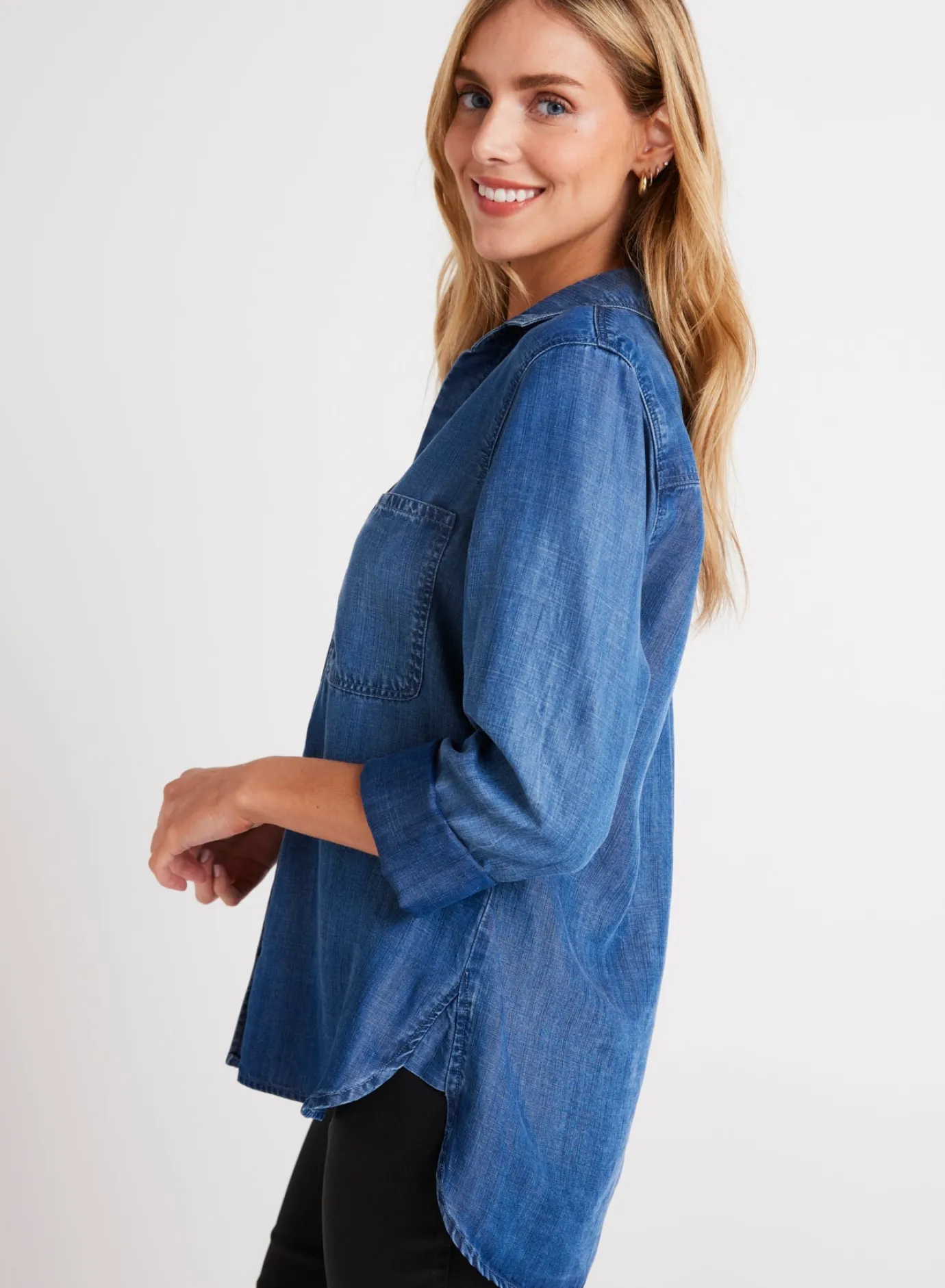 Bella Dahl Shirt Tail Button Down - Moonlit Haze Wash- Long Sleeve