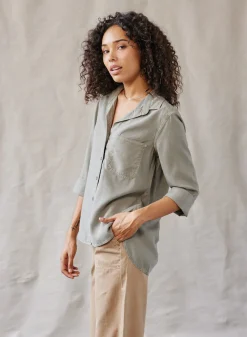 Bella Dahl Shirt Tail Button Down - Soft Army- Long Sleeve