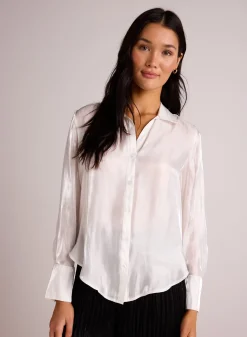 Bella Dahl Shirt Tail Button Down - White Shimmer- Button Down