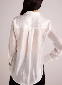 Bella Dahl Shirt Tail Button Down - White Shimmer- Button Down