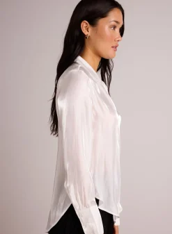 Bella Dahl Shirt Tail Button Down - White Shimmer- Button Down