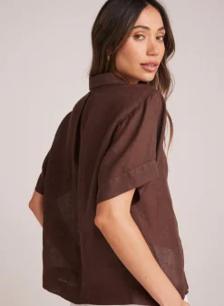 Bella Dahl Short Sleeve Flowy Button Down - Cocoa Cabana- Short Sleeve
