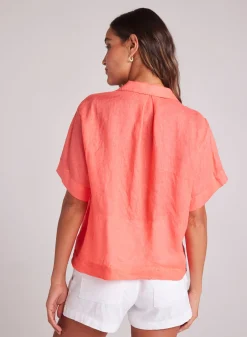 Bella Dahl Short Sleeve Flowy Button Down - Hibiscus Bloom- Short Sleeve