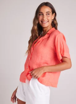 Bella Dahl Short Sleeve Flowy Button Down - Hibiscus Bloom- Short Sleeve