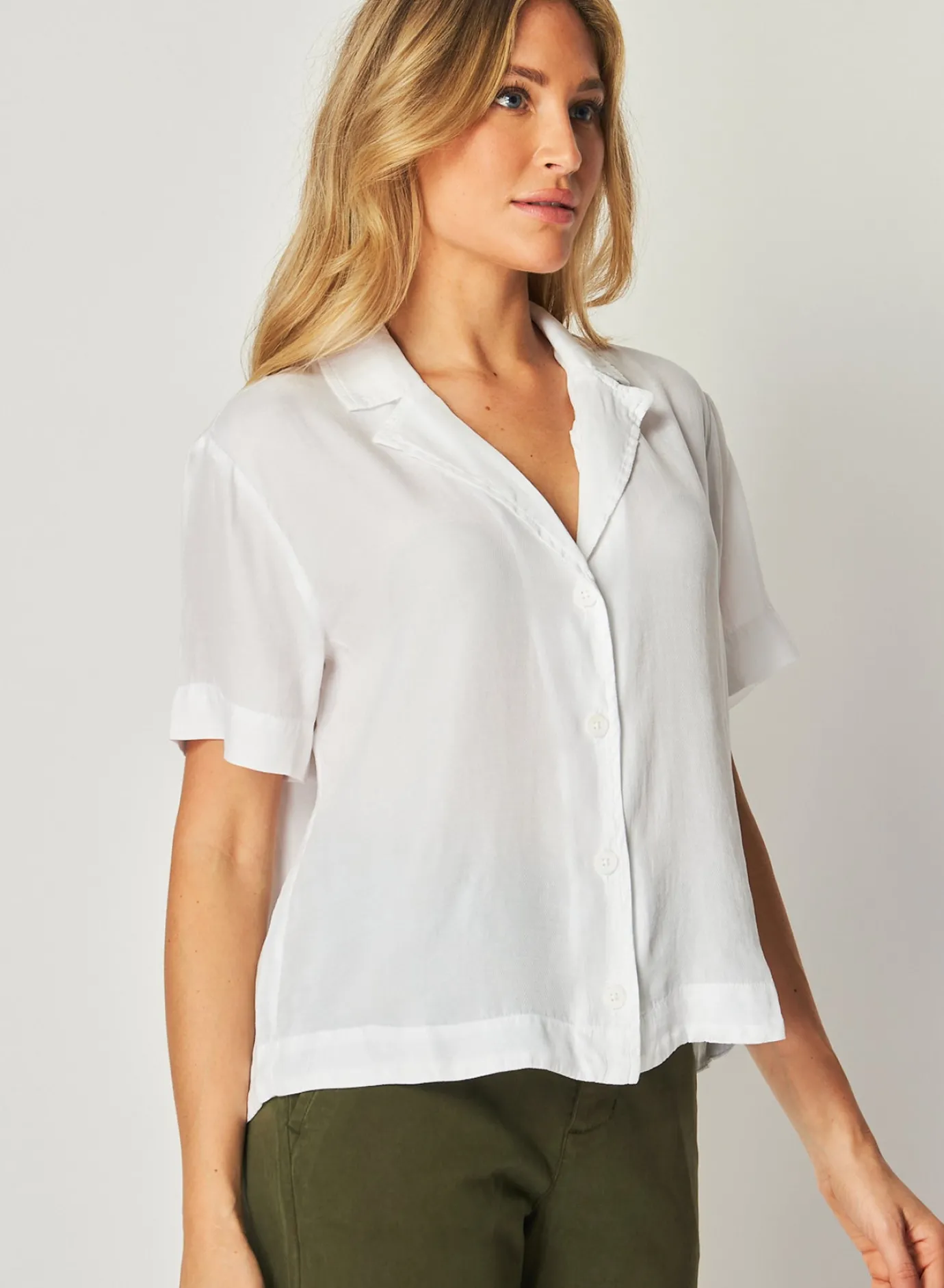 Bella Dahl Short Sleeve Flowy Button Down - - Short Sleeve