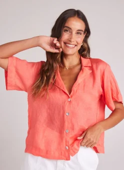 Bella Dahl Short Sleeve Flowy Button Down - Hibiscus Bloom- Button Down