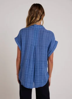 Bella Dahl Short Sleeve Pocket Button Down - Bright Indigo- Long Sleeve