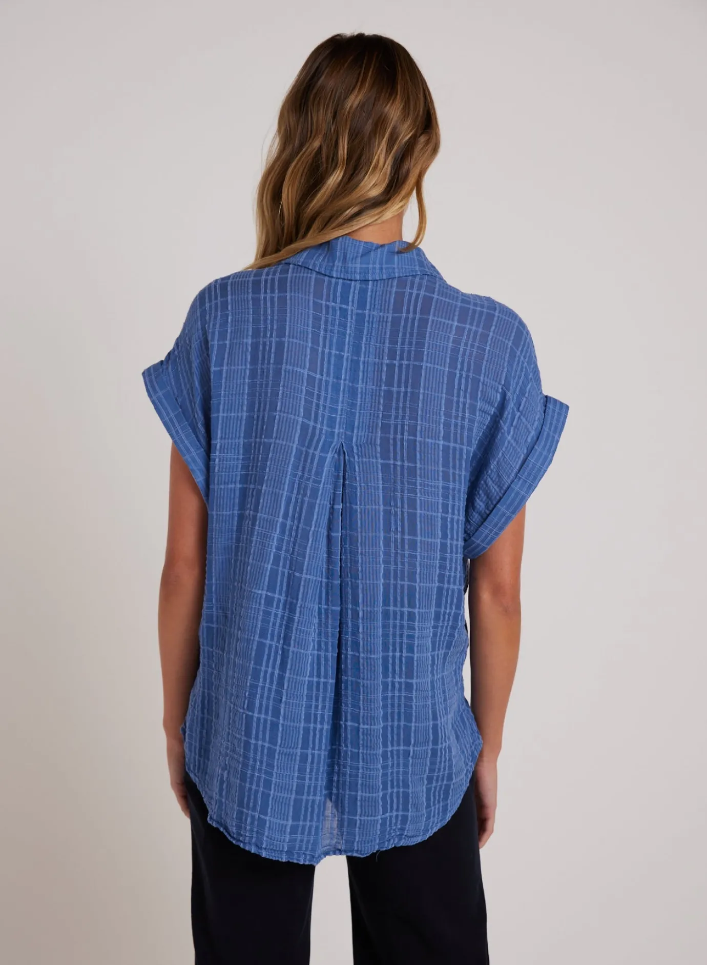 Bella Dahl Short Sleeve Pocket Button Down - Bright Indigo- Long Sleeve
