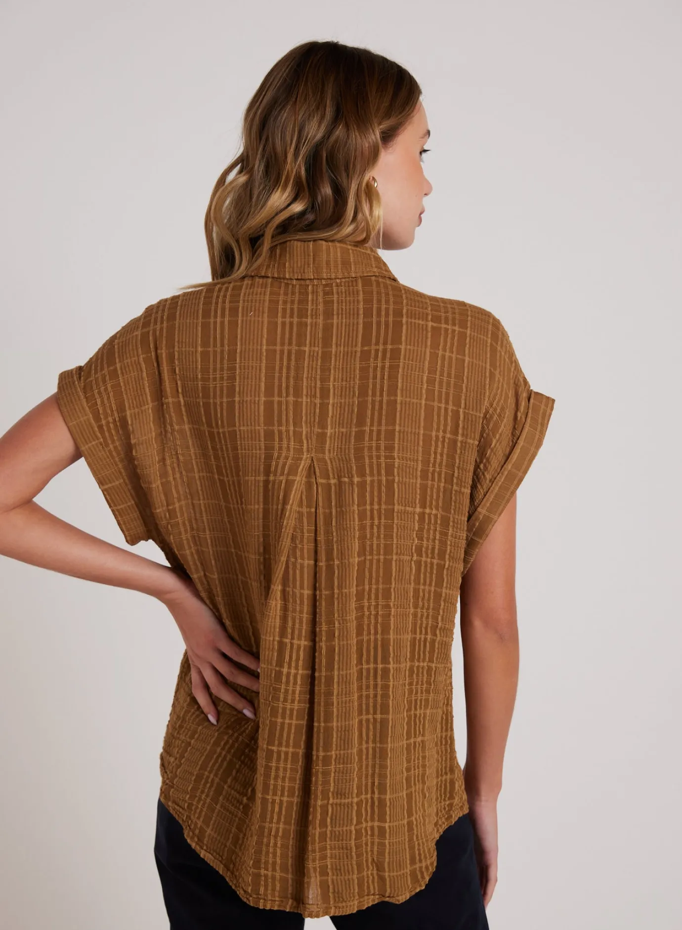 Bella Dahl Short Sleeve Pocket Button Down - Topaz Gold- Long Sleeve