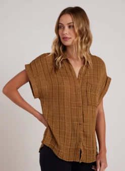 Bella Dahl Short Sleeve Pocket Button Down - Topaz Gold- Long Sleeve