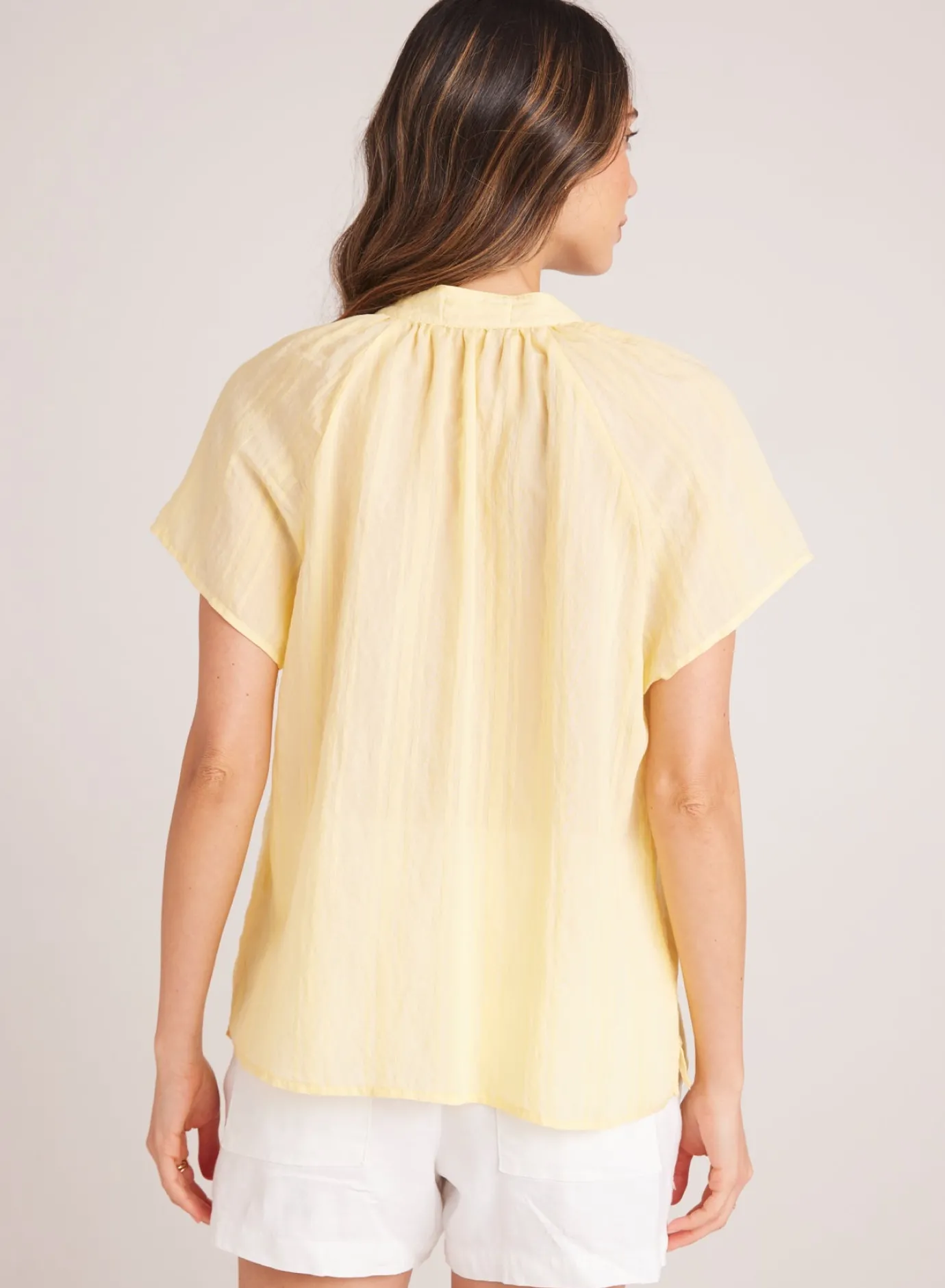 Bella Dahl Short Sleeve Pocket Pullover - Citron Yellow- Short Sleeve