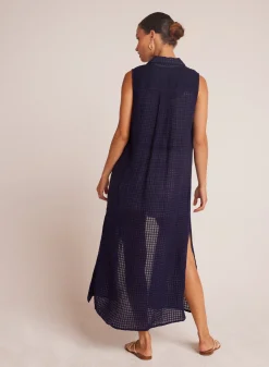 Bella Dahl Side Slit Duster Dress - Tropic Navy- Long Dresses