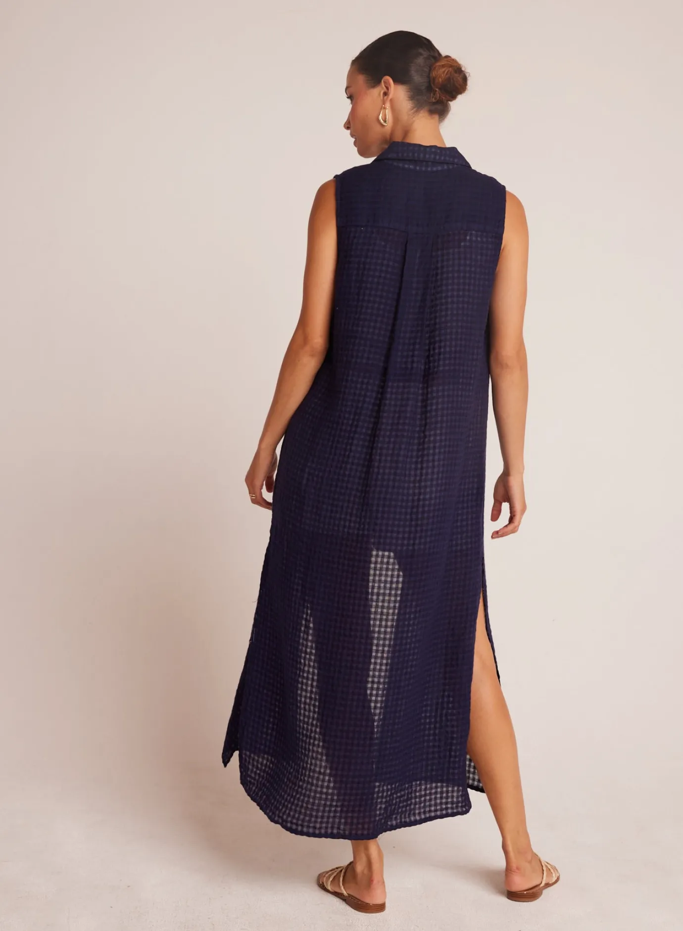 Bella Dahl Side Slit Duster Dress - Tropic Navy- Long Dresses