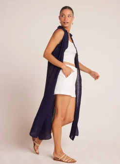 Bella Dahl Side Slit Duster Dress - Tropic Navy- Long Dresses