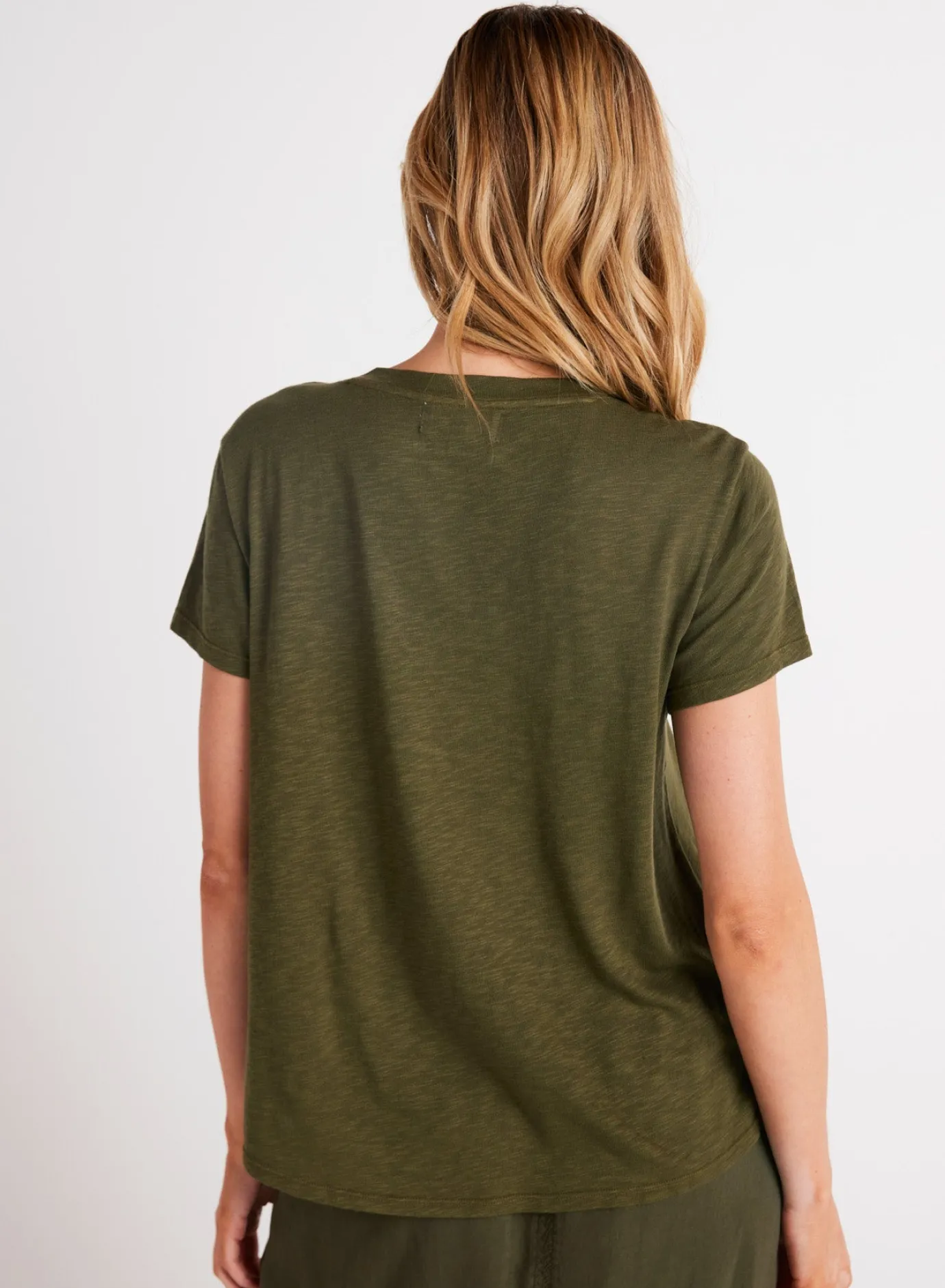 Bella Dahl Side Slit V-Neck Tee - Italian Herb- T-Shirts