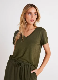 Bella Dahl Side Slit V-Neck Tee - Italian Herb- Seasonal Essentials