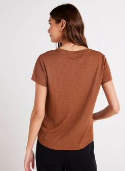 Bella Dahl Side Slit V-Neck Tee - Twilight Gold- T-Shirts