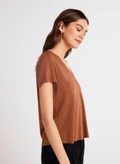 Bella Dahl Side Slit V-Neck Tee - Twilight Gold- T-Shirts