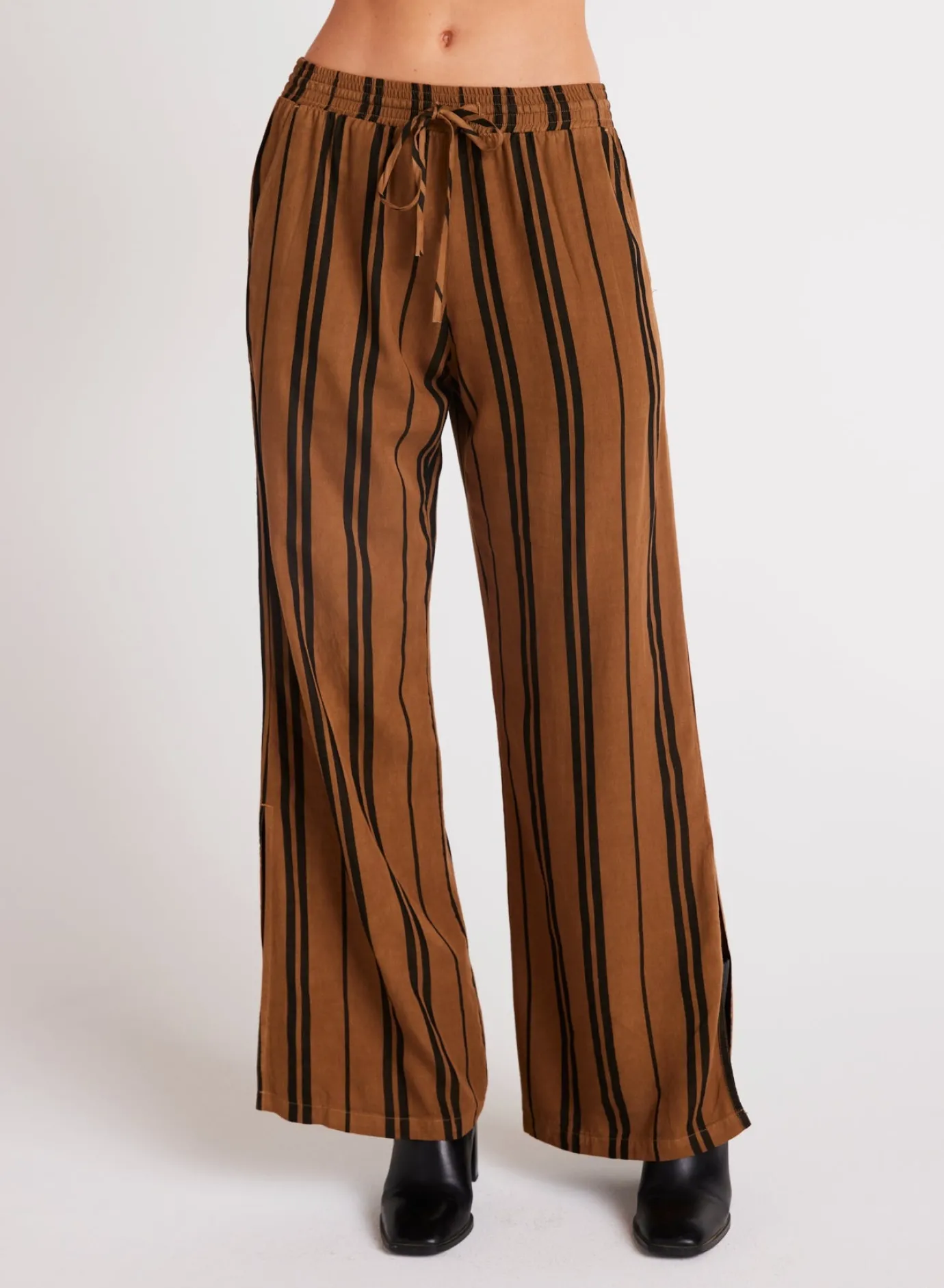 Bella Dahl Side Slit Wide Leg Pant - Gilded Brown- Pants