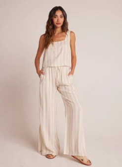 Bella Dahl Side Slit Wide Leg Pant - Playa Sand Stripe- Pants