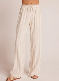 Bella Dahl Side Slit Wide Leg Pant - Playa Sand Stripe- Pants