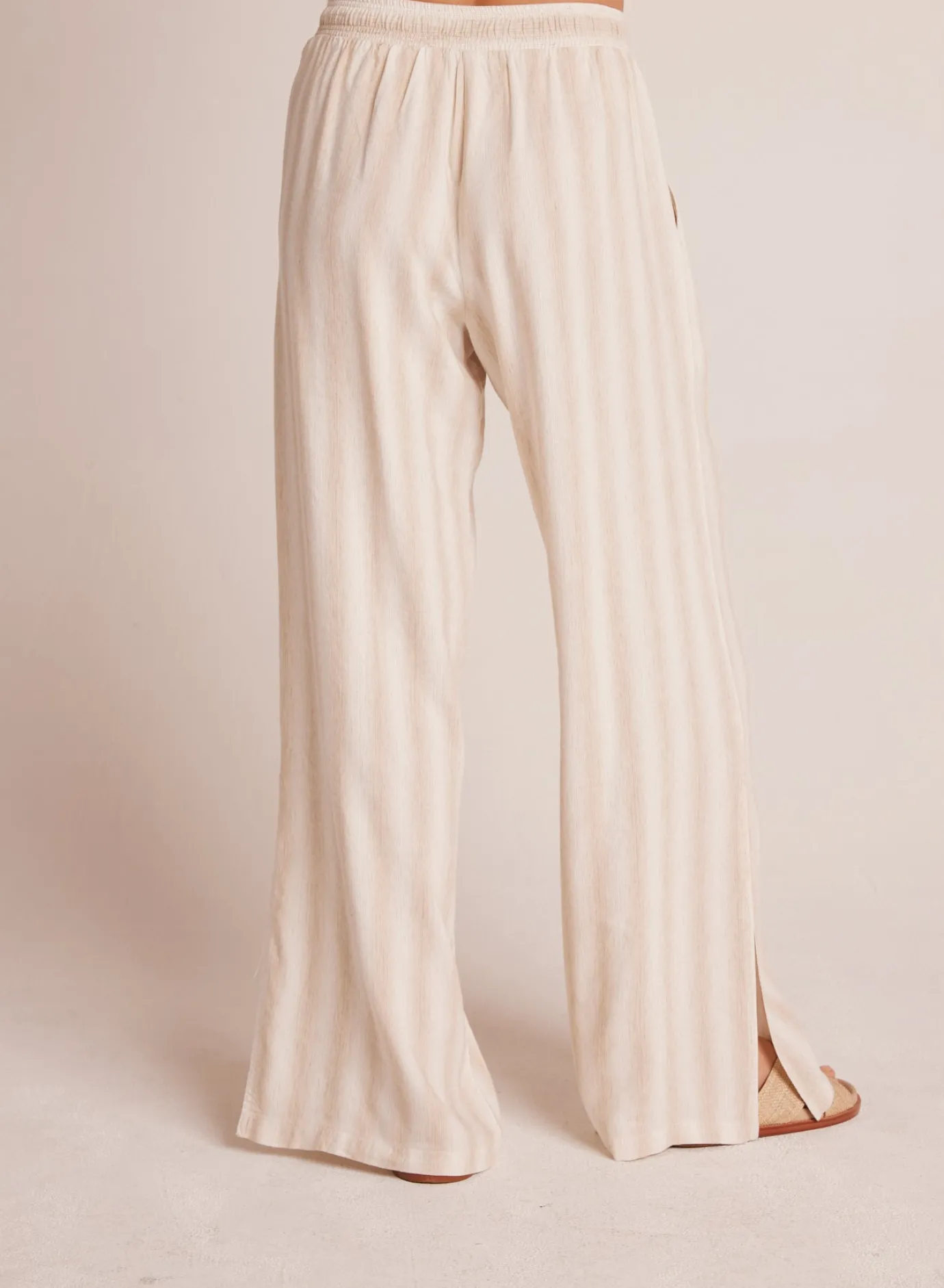 Bella Dahl Side Slit Wide Leg Pant - Playa Sand Stripe- Pants