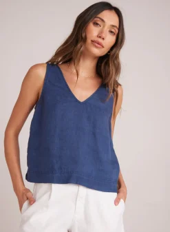 Bella Dahl Sleeveless Button Back V-Neck Top - Brazilian Navy- Sleeveless