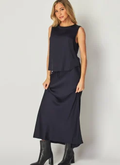 Bella Dahl Sleeveless Crew Neck Top - Navy Eclipse- Sleeveless