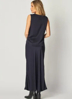 Bella Dahl Sleeveless Crew Neck Top - Navy Eclipse- Sleeveless