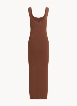 Bella Dahl Sleeveless Midi Linen Jersey Dress - French Espresso- Long Dresses