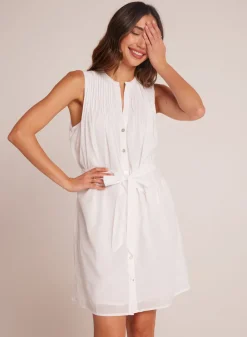 Bella Dahl Sleeveless Pintuck Shirt Dress - - Short Dresses