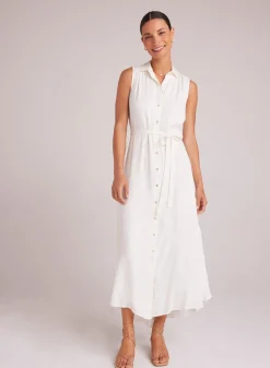 Bella Dahl Sleeveless Shirred Maxi Dress - Off White- Long Dresses