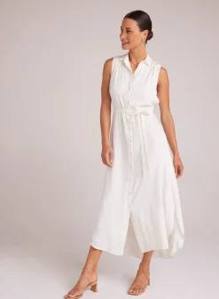 Bella Dahl Sleeveless Shirred Maxi Dress - Off White- Long Dresses