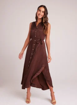 Bella Dahl Sleeveless Shirred Maxi Dress - Café Noir- Long Dresses