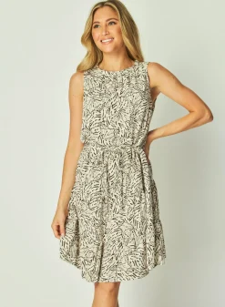 Bella Dahl Sleeveless Tiered Mini Dress - Papillon Print- Short Dresses