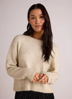 Bella Dahl Slouchy Sweater - Ivory Gold Shimmer- Sweaters
