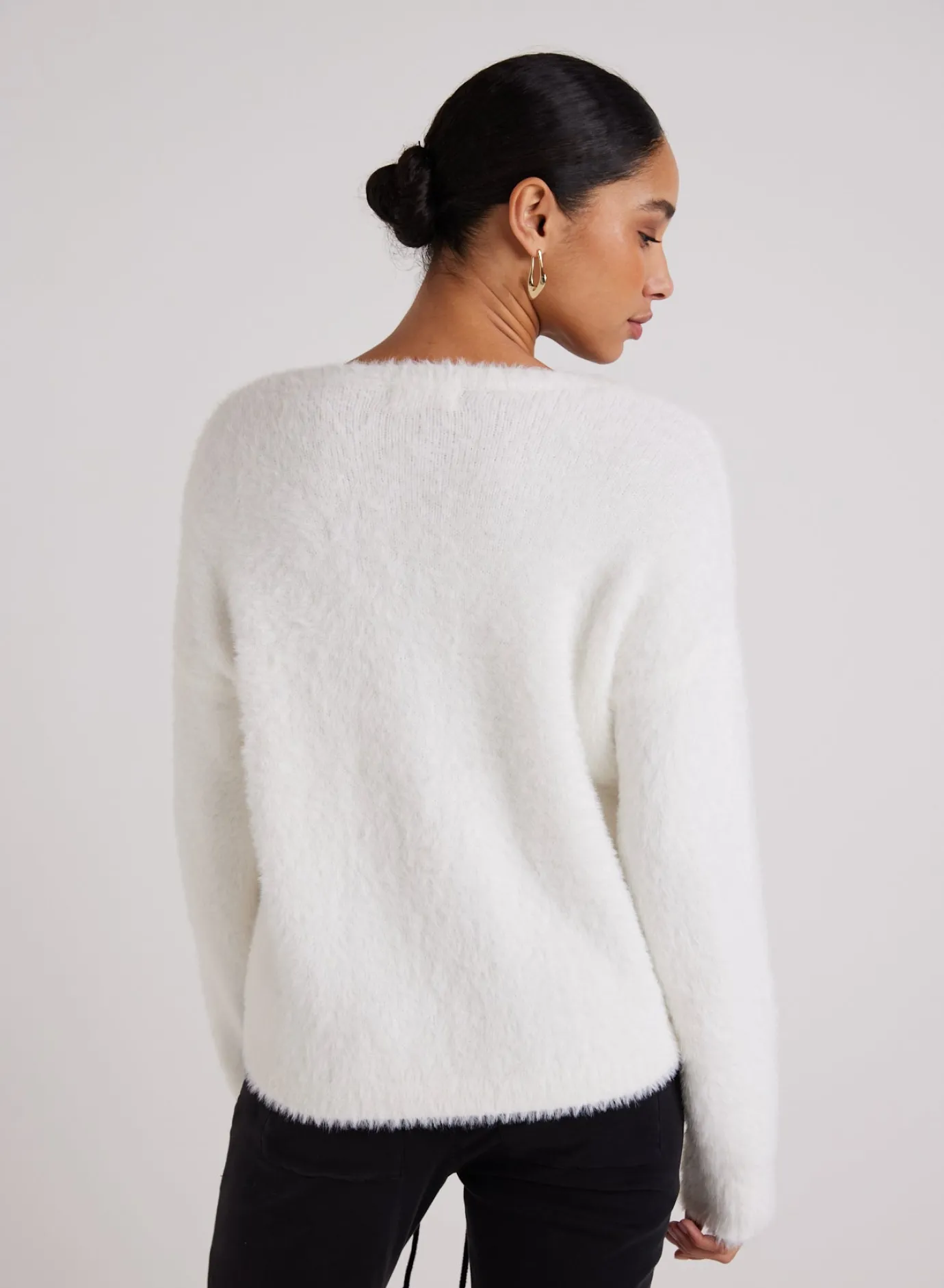Bella Dahl Slouchy V-Neck Sweater - Winter White- Sweaters