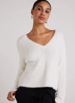 Bella Dahl Slouchy V-Neck Sweater - Winter White- Seasonal Essentials