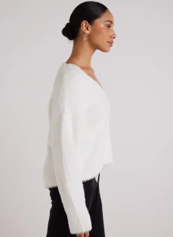 Bella Dahl Slouchy V-Neck Sweater - Winter White- Seasonal Essentials