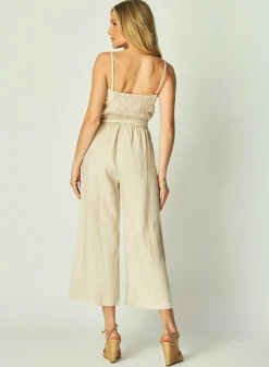 Bella Dahl Smocked Back Jumpsuit - Samba Tan- Rompers & Jumpsuits