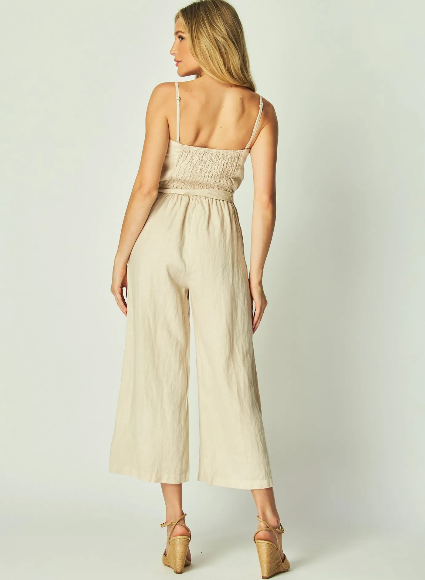 Bella Dahl Smocked Back Jumpsuit - Samba Tan- Rompers & Jumpsuits