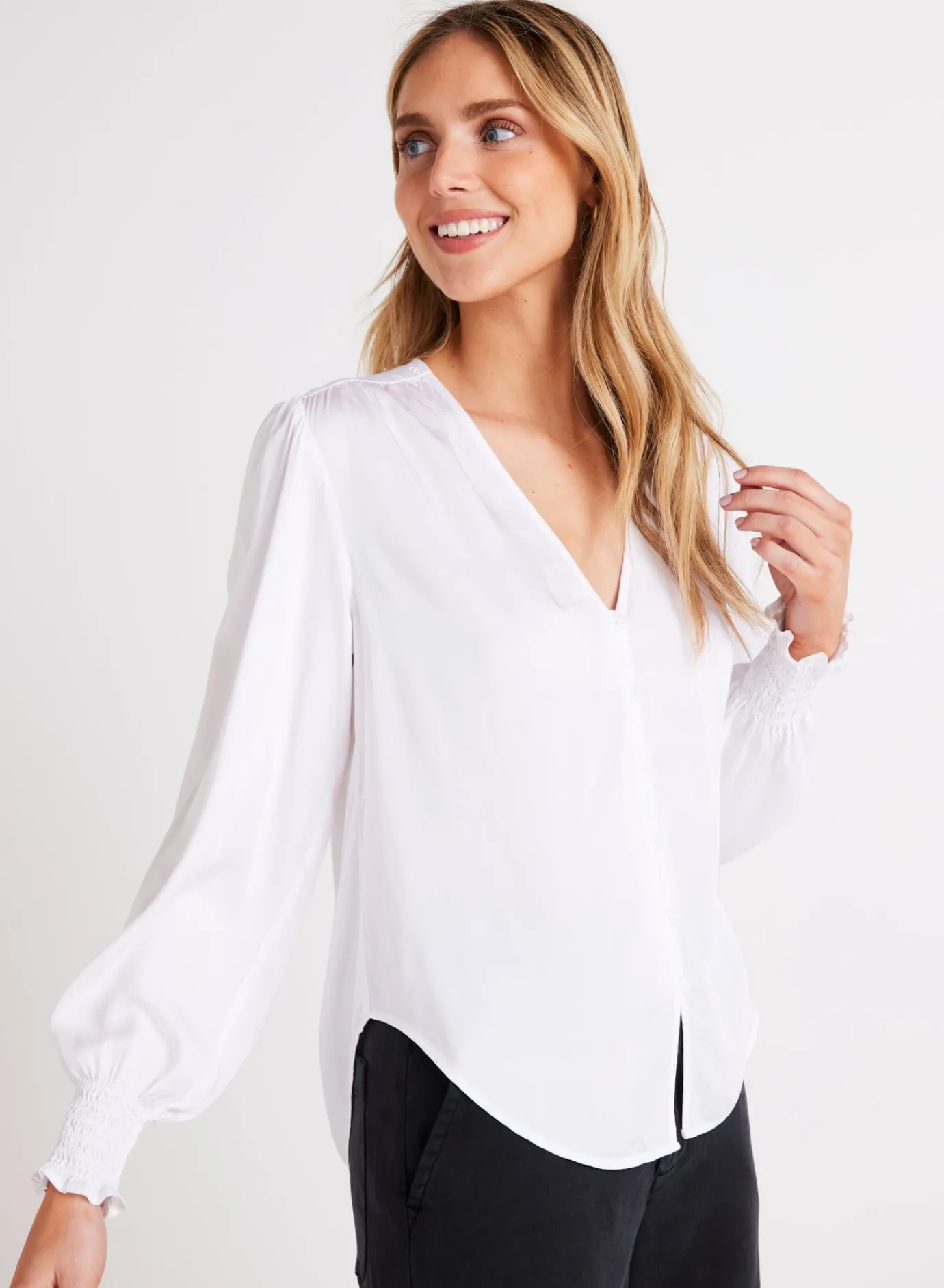 Bella Dahl Smocked Cuff Button Down - - Seasonal Essentials