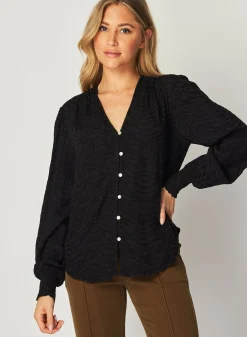 Bella Dahl Smocked Cuff Button Down - - Long Sleeve