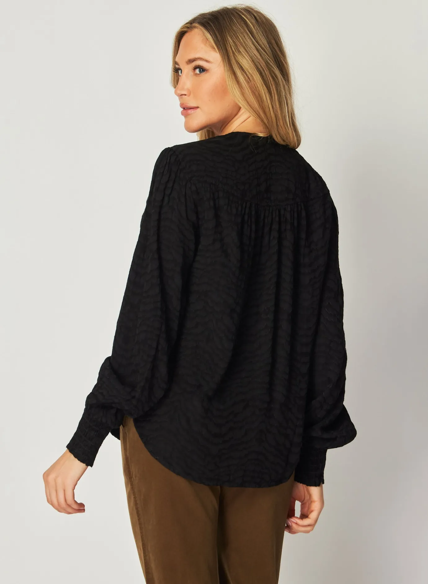 Bella Dahl Smocked Cuff Button Down - - Button Down