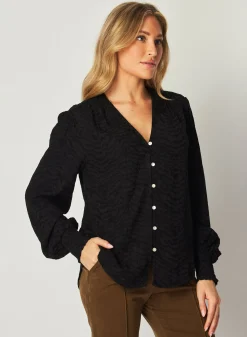 Bella Dahl Smocked Cuff Button Down - - Button Down