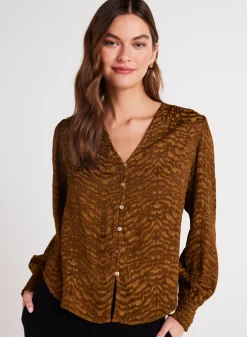 Bella Dahl Smocked Cuff Button Down - Bronzed Olive- Button Down